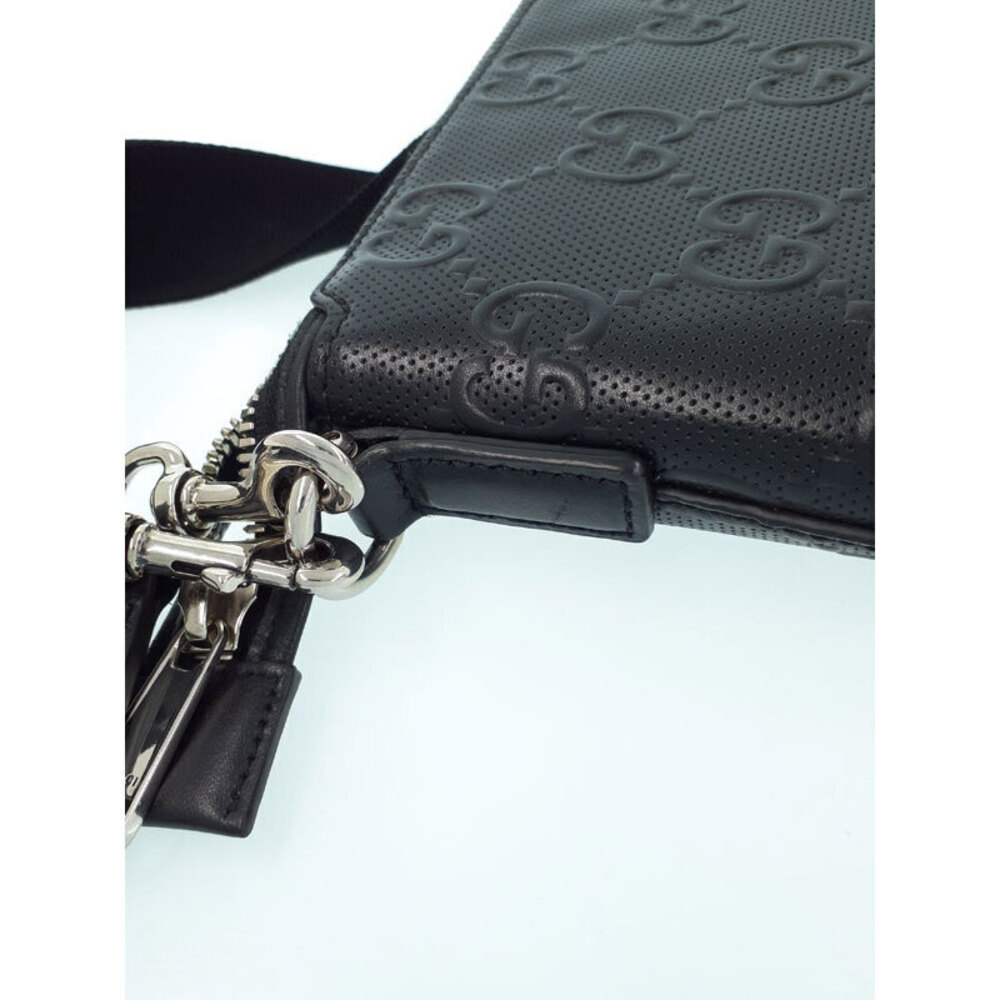 GUCCI GG Embossed Messenger Crossbody Bag Black - Picture 6 of 9